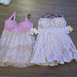 Blogilates Sweetheart Baby Doll Dress and Pink Gingham Dress New w/Tags 1X